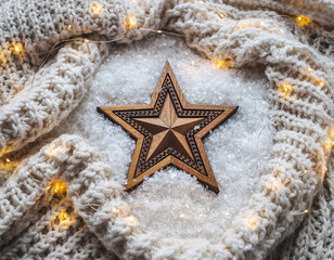 Wooden Christmas Star & Snow Dust