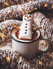 Marshmallow Snowman in Mug (Cute Minimal)