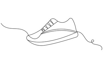 Shoe continuous one line drawing on white background  style sneaker icon concept vector illustration