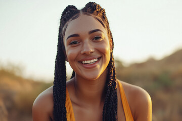 AI. Cheerful young ethnic woman