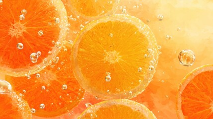Citrus Slices with Bubbles - Vibrant, Refreshing Background for Beverage Ads, Food Blogs, or Summer Themed Designs