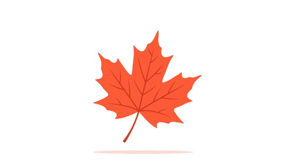 A vibrant red maple leaf with a distinct five-lobed shape, isolated on a clean white background, symbolizing autumn and nature.