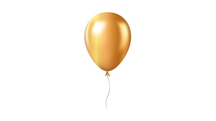 Shiny gold balloon floating upward isolated on transparent background