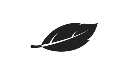 Simple black silhouette of a single leaf with veins on a white background, representing nature and growth.