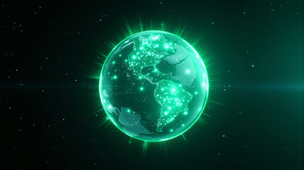 Global Connectivity: A glowing representation of the globe, with cities and networks illuminated, symbolizing worldwide communication and interconnectedness.