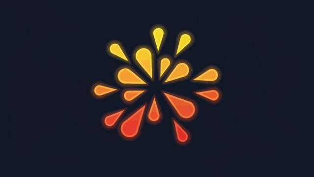 Abstract illustration of a vibrant, glowing splash of orange and red droplets on a dark background, resembling an explosion of color.