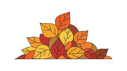 A colorful pile of fallen autumn leaves in warm tones of red, orange, yellow, and brown.