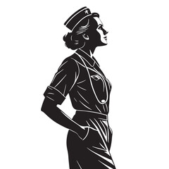 Black nursing Silhouette Vector, High Quality Illustration on White Background