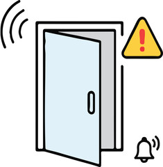 Door Open Alert Icon in Minimal Line Style for Security, Home Monitoring, and Smart Alarm Systems