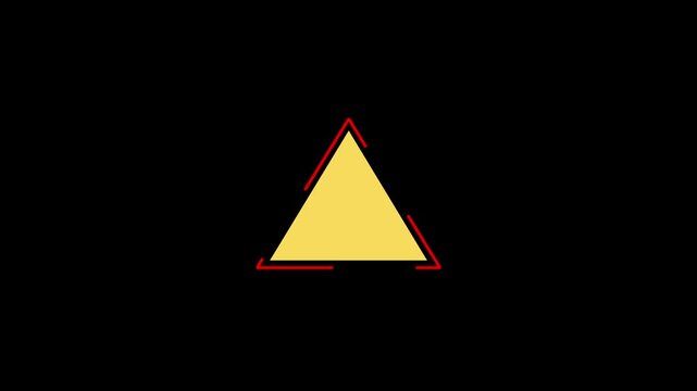 Yellow warning triangle with exclamation mark and red border on black background with text