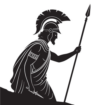 Black Odysseus Silhouette Vector, High Quality Illustration on White Background