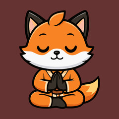 cartoon fox meditates in a seated yoga posture