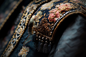 AI. Close-up view on bullfighter wearing traditional suit