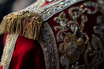 AI. Close-up view on bullfighter wearing traditional suit