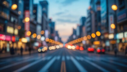 Vibrant city street bustling with life during twilight hours Generative AI