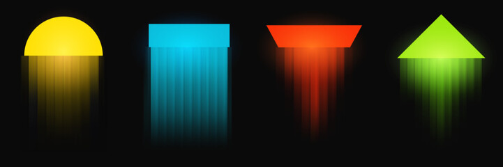 Abstract art composition with geometric blurred fractal glass style. Set of backgrounds for design cover banner, card, poster. Fashion vector illustration.