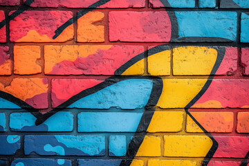 Art under ground Beautiful street art graffiti background. The brick wall is decorated with abstract drawings house paint. Modern style urban culture of street youth. Abstract picture on wall