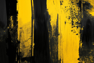Black and yellow abstract background with a textured brushstroke. Abstract black and yellow grunge with a halftone effect texture background. An abstract backdrop featuring black and yellow tones