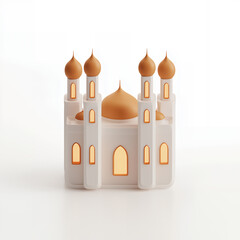 Islamic Golden Minarets and Dome 3D Render