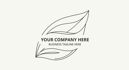 Obraz premium Minimalist Leaf Logo Design with Delicate Black Outlines and Organic Shapes