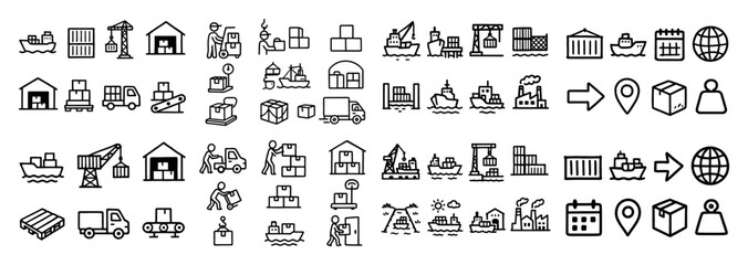 Obraz premium Shipping and logistics icon set