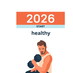 vector illustration of a man start healty in 2026