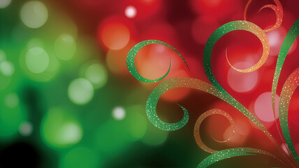 Colorful swirling patterns with vibrant bokeh lights create a festive atmosphere. Bright reds and greens enhance holiday spirit. Concept of events, celebrations, and marketing