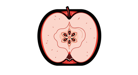 Fototapeta premium Stylized Cross-Section of a Red Apple with Visible Seeds