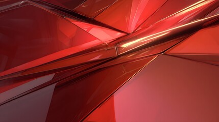 Futuristic Abstract Red Maroon Geometric Art with Glossy Reflections and Dynamic Overlapping Shapes for Modern Design and Visual Inspiration