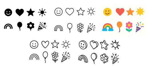 Naklejka premium Colorful and monochrome emoji collection