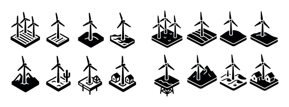 Isometric Wind Power Icons