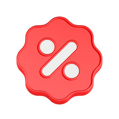 3d rendering icon discount in red button
