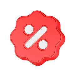 discount icon 3d rendering in red jagged button