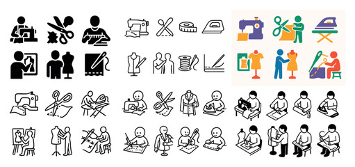 Obraz premium Tailoring icons and symbols collection