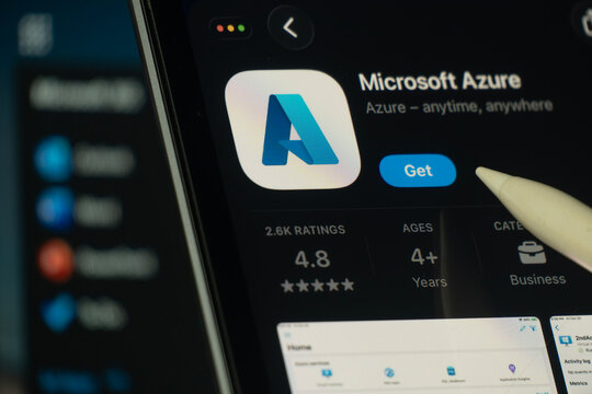 Dhaka, Bangladesh- 24 Oct 2025: A iPad screen displaying the Microsoft Azure app on App store.