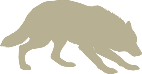 Crouching Wolf Silhouette – Isolated on Transparent Background Hunting Predator Wild Animal Vector