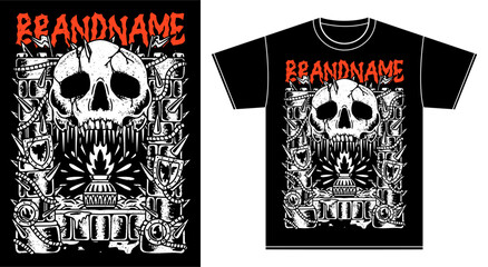 tshirt illustration design metal band merchandise skull