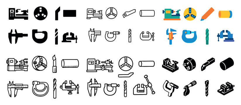 Icons of sewing and machining tools