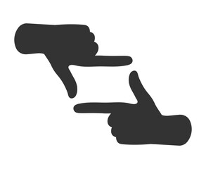 Silhouette of human hands making frame gesture. Vector illustration