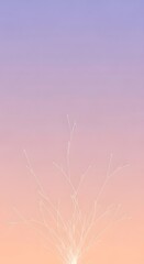 Abstract image featuring delicate, glowing white lines resembling branches against a gradient background of peach, pink, and lavender hues.