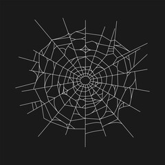 Obraz premium Hand drawn spider web on black background. Vector illustration