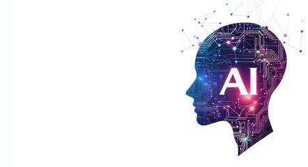 AI head silhouette filled with circuitry and AI text