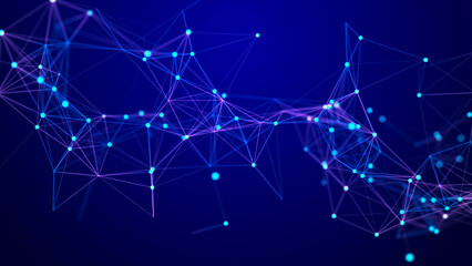 Technological background from dots and lines. Big data visualization. 3D rendering.