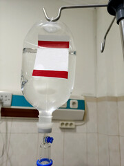 hanging medical infusion bag. healthcare equipment.