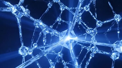 Frozen crystal network glowing with blue light - Powered by Adobe