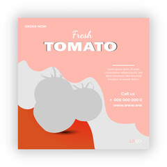 Fresh tomato fruits and vegetables year banner template