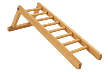 Simple wooden ladder structure for kids activity isolated on a transparent background