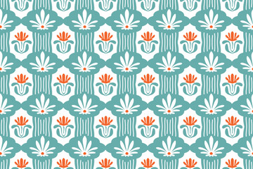 Pink seamless floral pattern vector design for vintage textile art decoration with spring flowers and leaf ornament texture