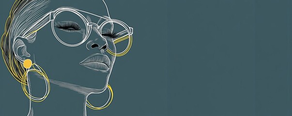 Stylish abstract portrait of African woman wearing large round glasses and earrings