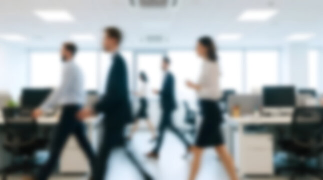 Professional Business Team Walking in Modern Office Environment Blur photo Concept - Powered by Adobe